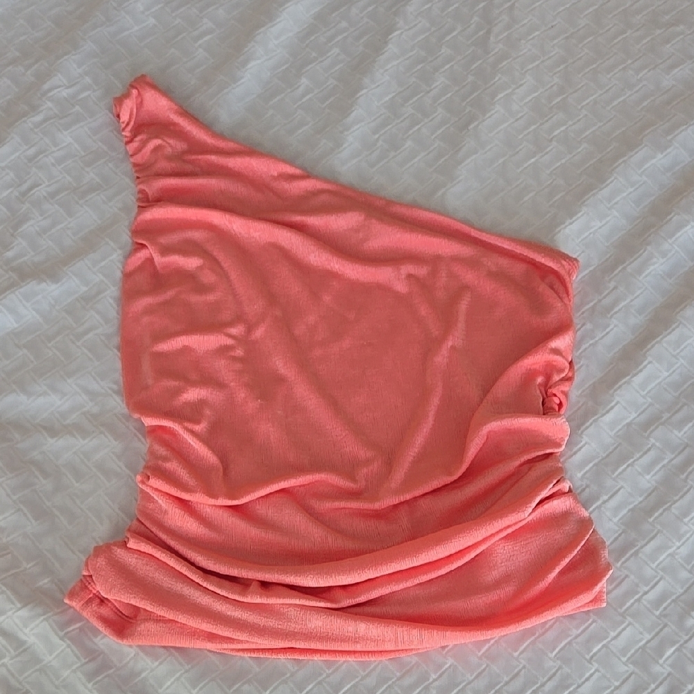 Coral One-Shoulder Slinky Y2K Going Out Top